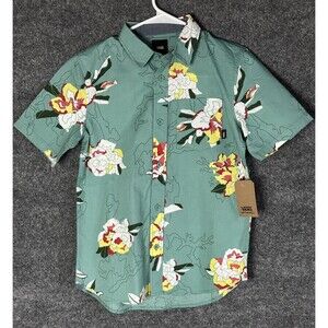 NWT  VANS BOY ALOHA WOVEN BUTTON UP SHIRT SIZE MEDIUM F3826